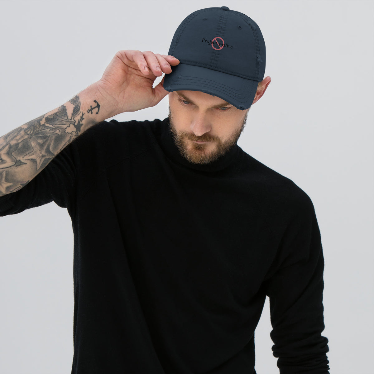 Project 2025 distressed dad hat with embroidered logo – multiple colors – DETOUR.STORE