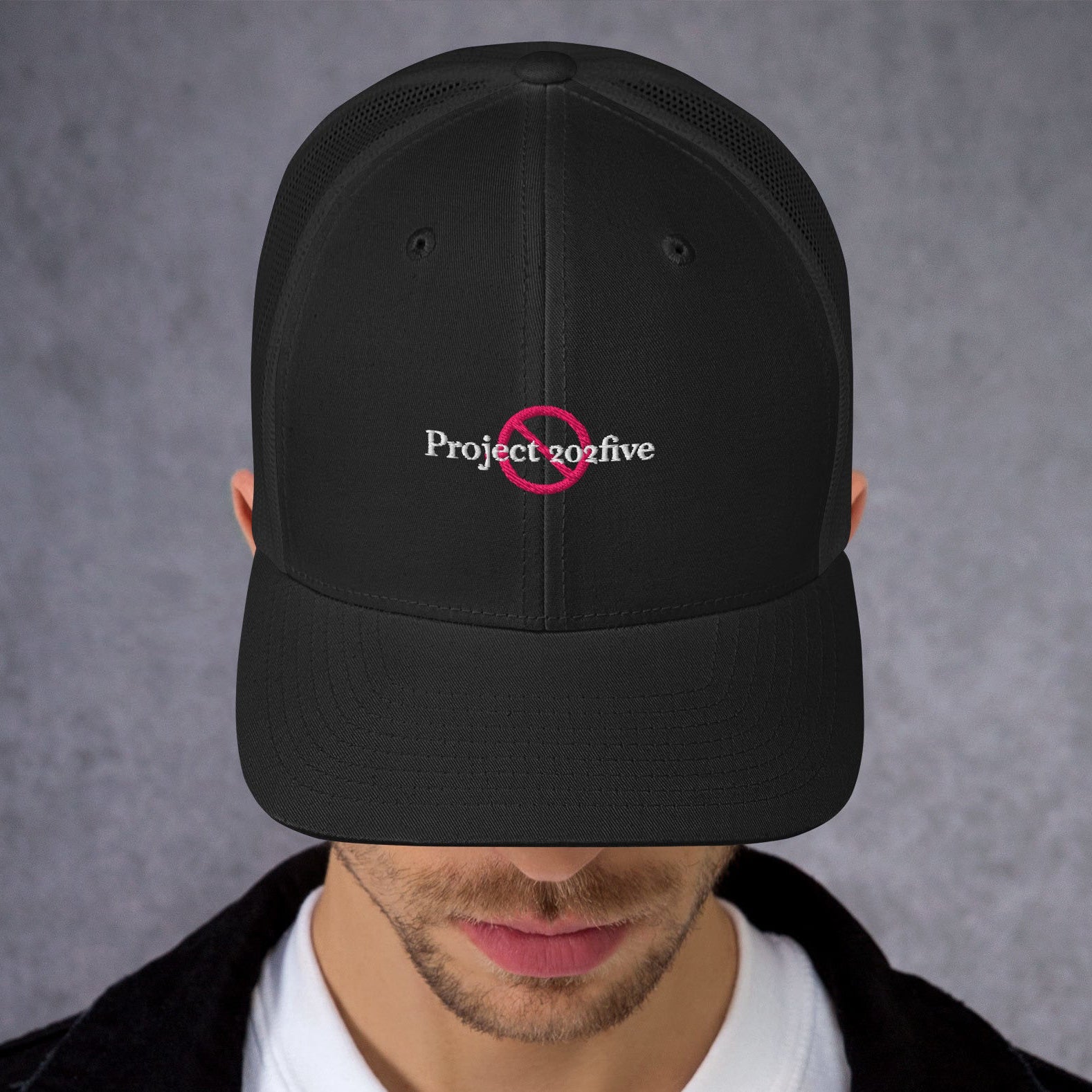 Project 2025 trucker cap with embroidered logo – multiple colors – DETOUR.STORE