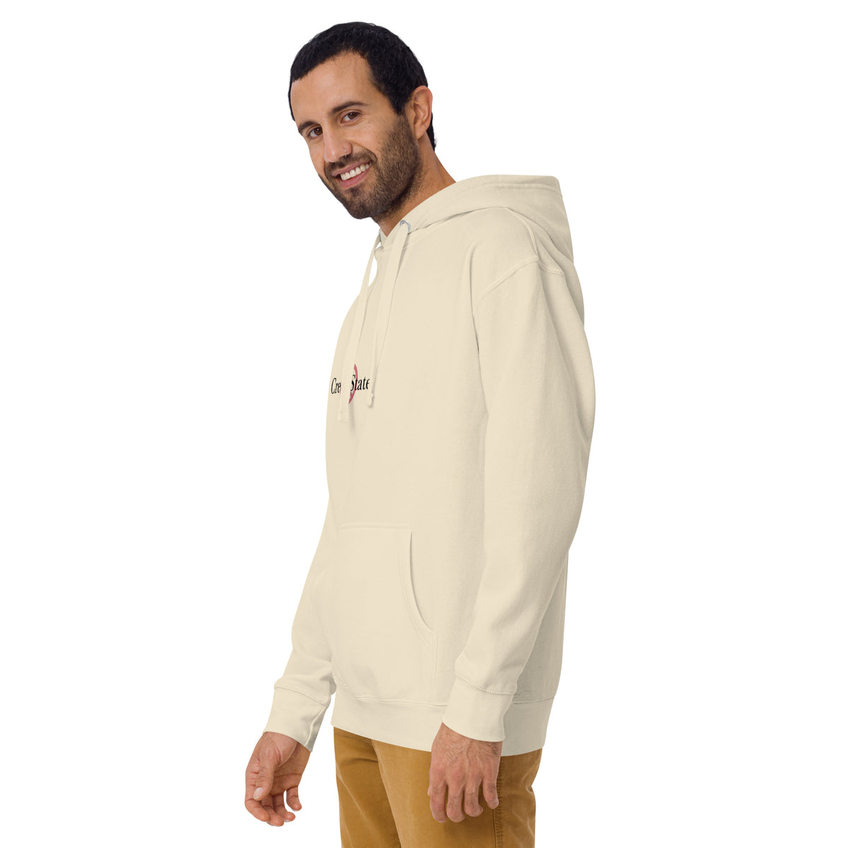 Male model wearing Creep State unisex hoodie with printed logo – multiple colors – DETOUR.STORE
