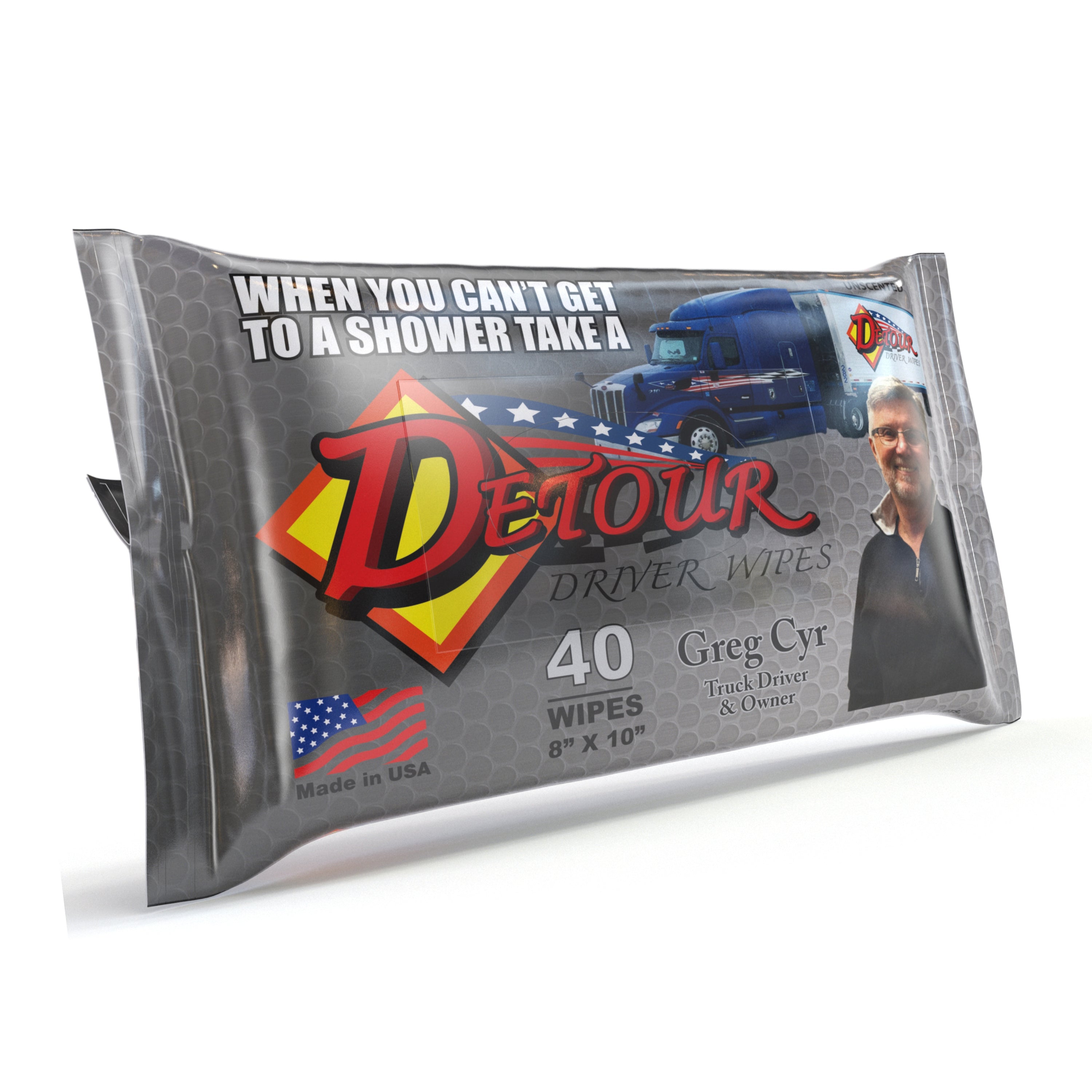 Detour body wipes for men package of 40 Extra large wipes for adults