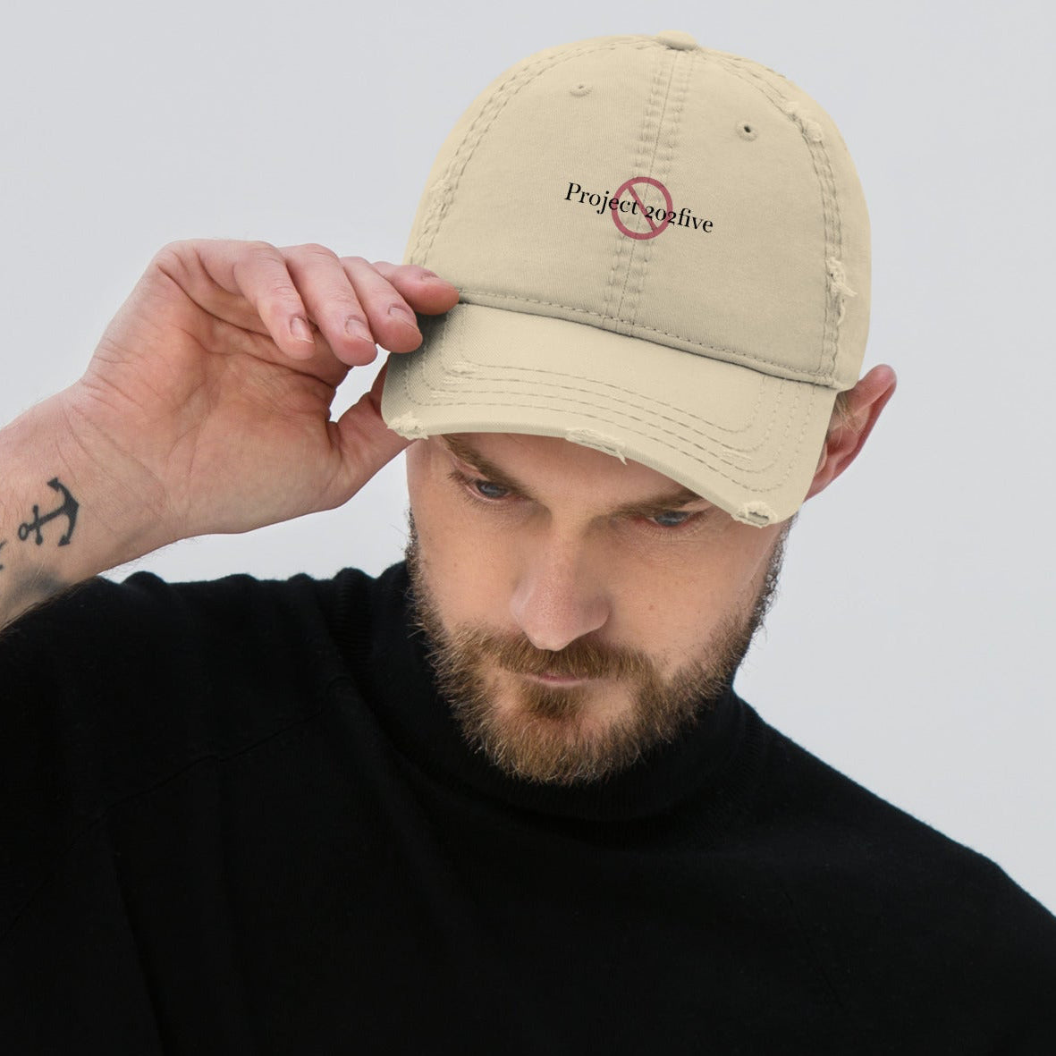 Project 2025 distressed dad hat with embroidered logo – multiple colors – DETOUR.STORE