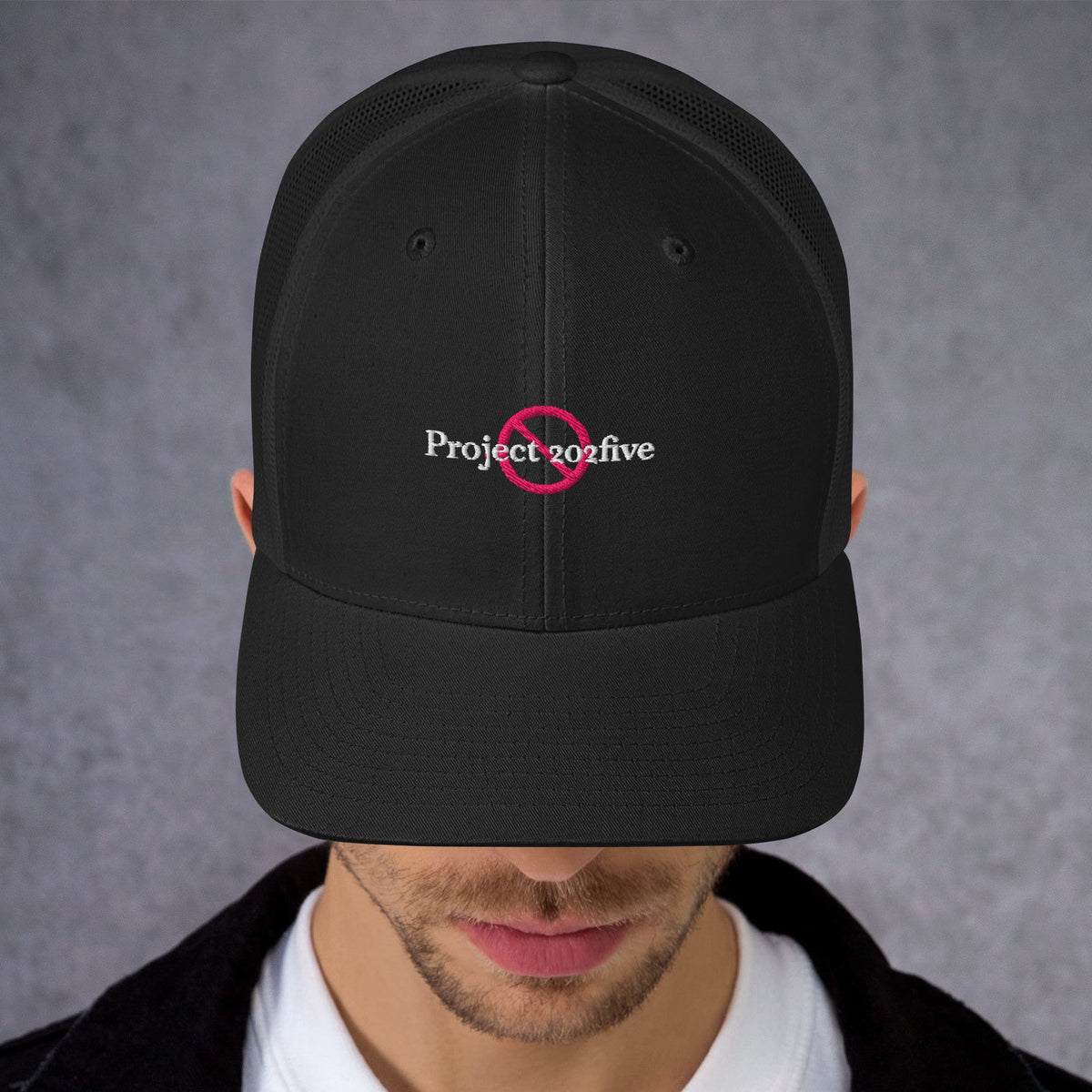 Project 2025 trucker cap with embroidered logo – multiple colors – DETOUR.STORE