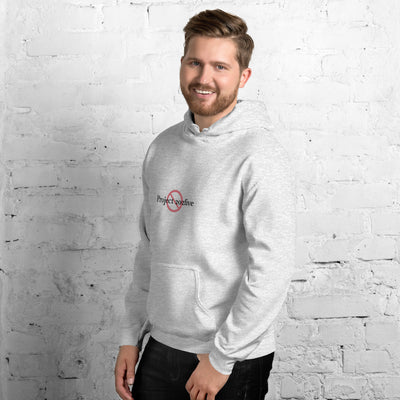Male model wearing Project 2025 unisex hoodie with printed logo – multiple colors – DETOUR.STORE