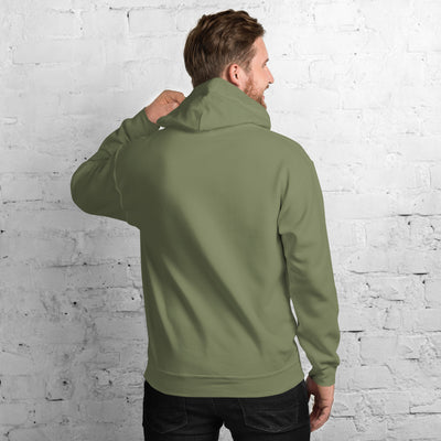 Male model wearing Project 2025 unisex hoodie with printed logo – multiple colors – DETOUR.STORE