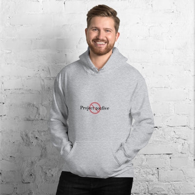 Male model wearing Project 2025 unisex hoodie with printed logo – multiple colors – DETOUR.STORE