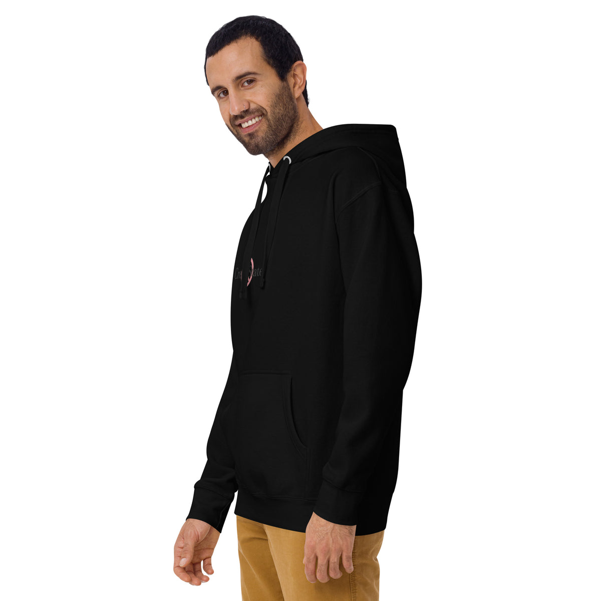 Male model wearing Creep State unisex hoodie with printed logo – multiple colors – DETOUR.STORE