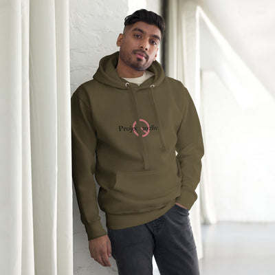 Male model wearing Project 2025 unisex hoodie with printed logo – multiple colors – DETOUR.STORE