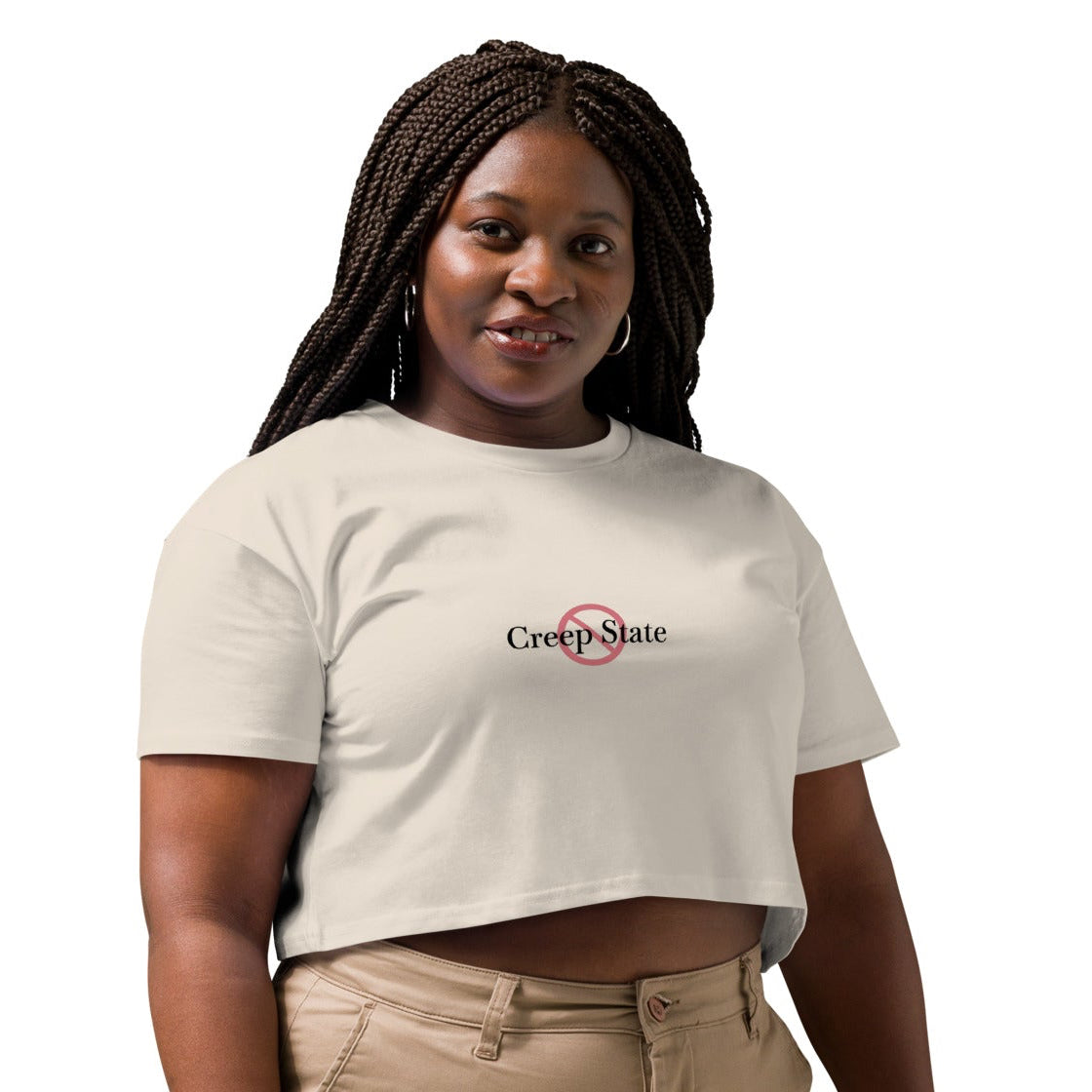 Creep State women’s crop top with printed logo – multiple colors – DETOUR.STORE